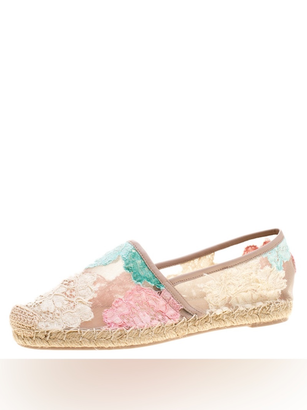 Valentino Pastel Lace Espadrilles in Pink, Blue, Cream